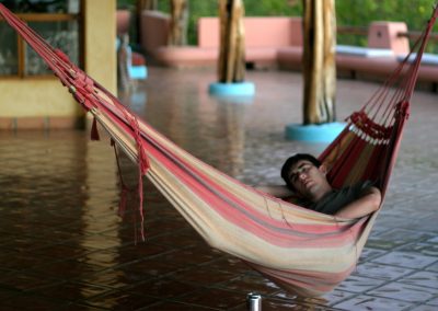 sleeping in hammock